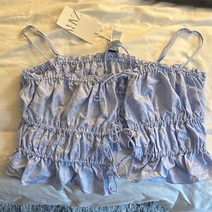 Zara Light Blue Ruffled Camisole